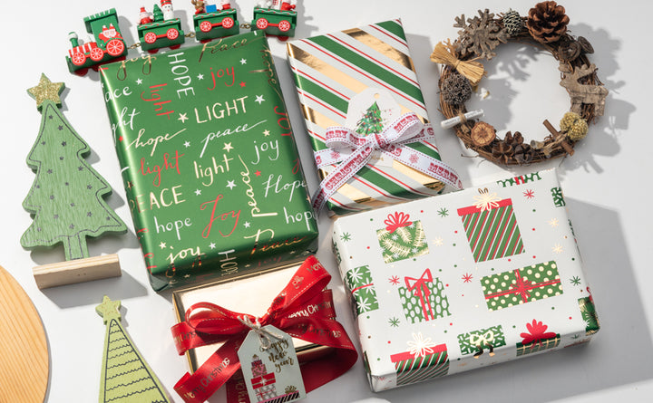 30" x 10' Holiday Wrapping Paper | Hope, Peace, Light Script - 20% OFF & Buy One Get One Free