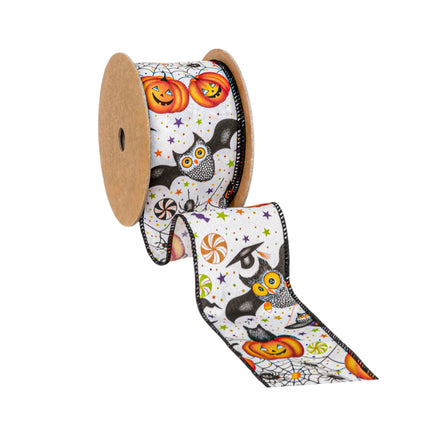 2 1/2" Halloween Friends with 2 1/2" Black Dupioni with 2 1/2" Pumpkin Ribbon Bundle  3 Rolls | 30 Yards