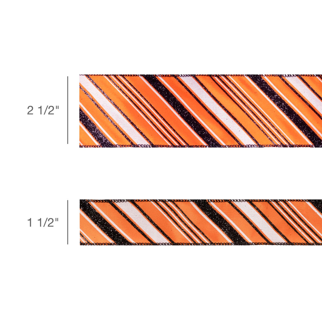 2 1/2" Wired Ribbon | Candy Stripe on Orange | 10 Yard Roll LaRibbons and Crafts