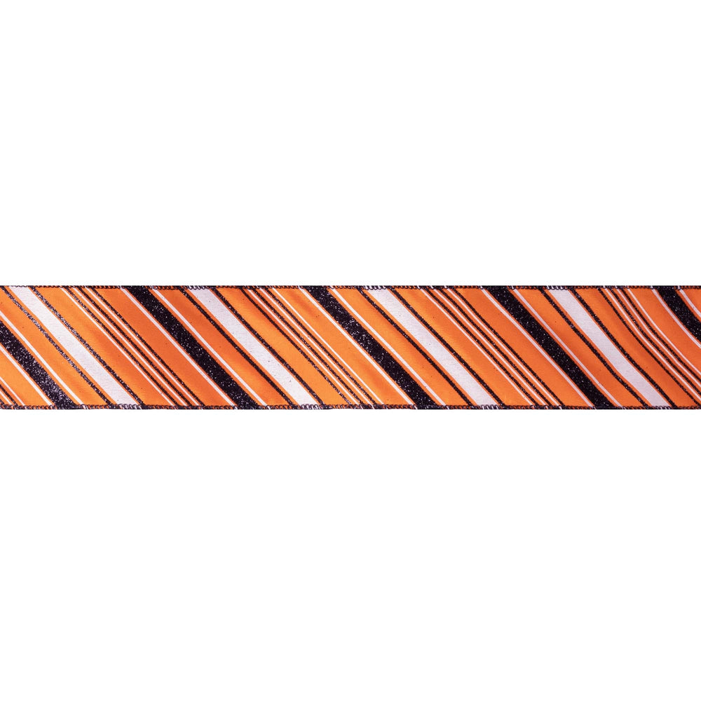 2 1/2" Wired Ribbon | Candy Stripe on Orange | 10 Yard Roll LaRibbons and Crafts