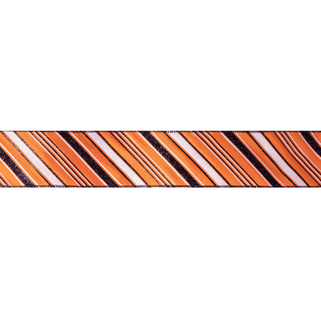 2 1/2" Wired Ribbon | Candy Stripe on Orange | 10 Yard Roll LaRibbons and Crafts