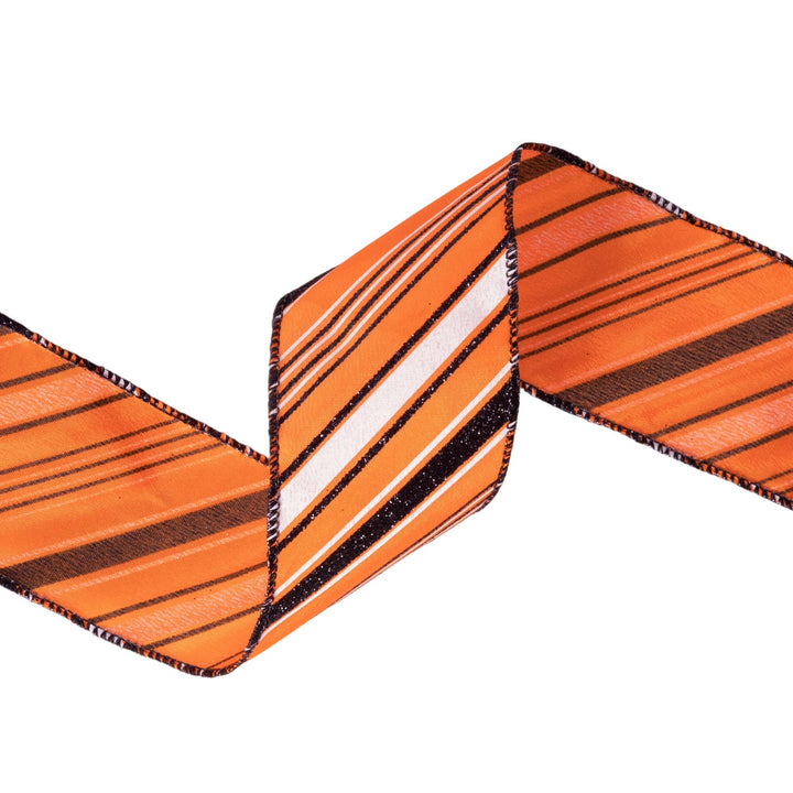 2 1/2" Wired Ribbon | Candy Stripe on Orange | 10 Yard Roll LaRibbons and Crafts