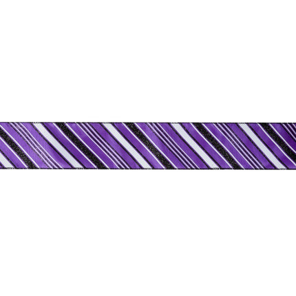 2 1/2" Wired Ribbon | Candy Stripe on Purple | 10 Yard Roll - 50% OFF LaRibbons and Crafts
