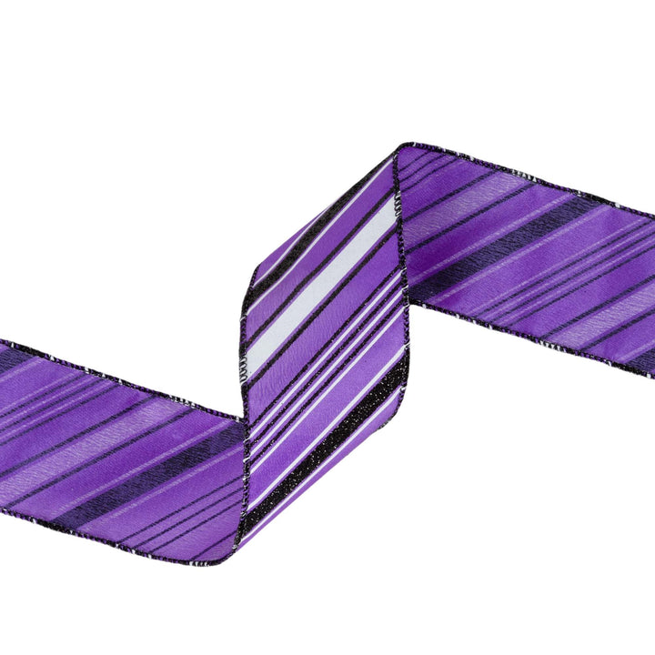 2 1/2" Wired Ribbon | Candy Stripe on Purple | 10 Yard Roll - 50% OFF LaRibbons and Crafts