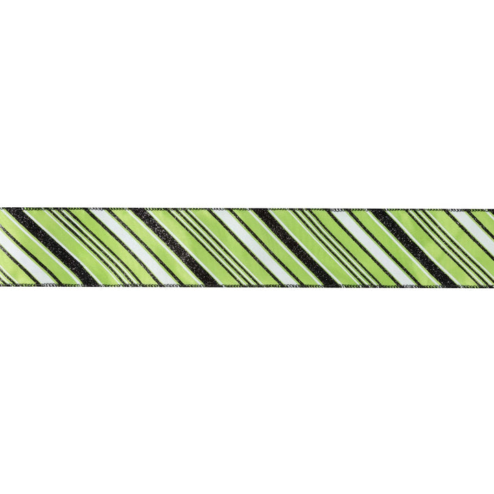 2 1/2" Wired Ribbon | Candy Stripe on Green | 10 Yard Roll LaRibbons and Crafts