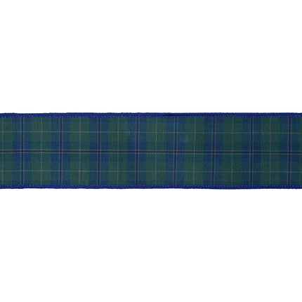  Green and blue plaid wired ribbon, dupioni fabric with blue reverse, perfect for fall and holiday projects