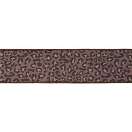 2 1/2" brown animal print wired ribbon, trendy leopard pattern with brown backing for fashion and decor