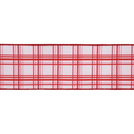 Retro pink-red plaid ribbon, dupioni fabric with pink backing for holiday and everyday crafts