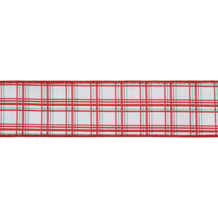Festive red-green plaid ribbon, dupioni fabric with green backing for holiday crafts and gifts