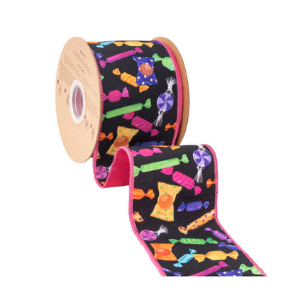 4" Halloween Candy and 2 1/2" Amethyst with 1" Green Apple Dupioni Ribbon Bundle | 3 Rolls | 30 Yards