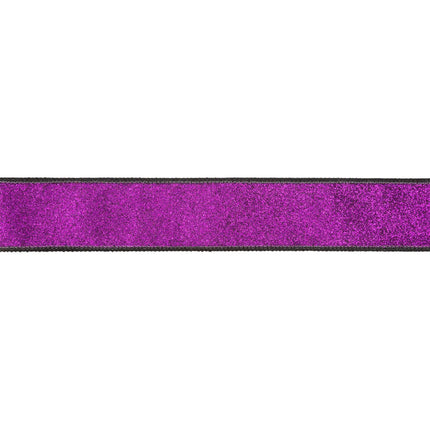 1 1/2" wired ribbon featuring black velvet and purple glitter backing, perfect for statement bows.