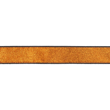 1 1/2" Wired Velvet Ribbon | Black w/ Orange Glitter Backing | 10 Yard Roll