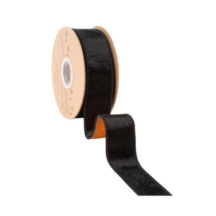 2 1/2" Vintage Halloween and 1" Velvet Black/Orange Glitter with 2 1/2" Black Sparkle Fur Ribbon Bundle | 3 Rolls | 30 Yards