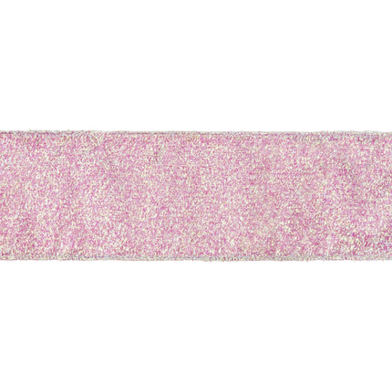 3.6" Wired Ribbon | Iridescent Texture on Fushcia Backing | 10 Yard Roll