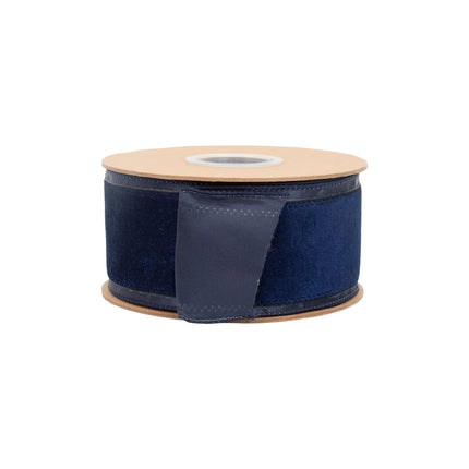 Navy blue center wired velvet ribbon, 2.5-inch width, perfect for premium gift wrapping bows.