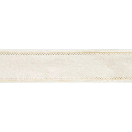 Luxurious ivory velvet wired ribbon, 2.5-inch size, with a plush center and wired trim for bows.