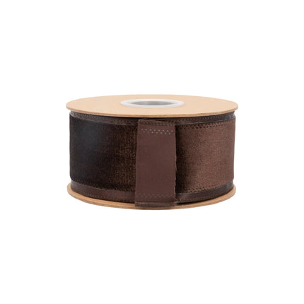 2 1/2" wired ribbon featuring lush green velvet center for seasonal home decor accents.