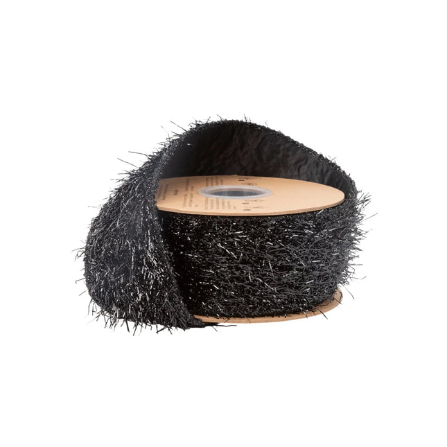 2 1/2" wired ribbon, fluffy black sparkle tinsel‑fur texture for glamorous holiday and Halloween decor
