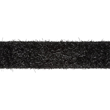 Glam decorative wired ribbon, plush black sparkly fur texture for elegant gift wrapping and home styling