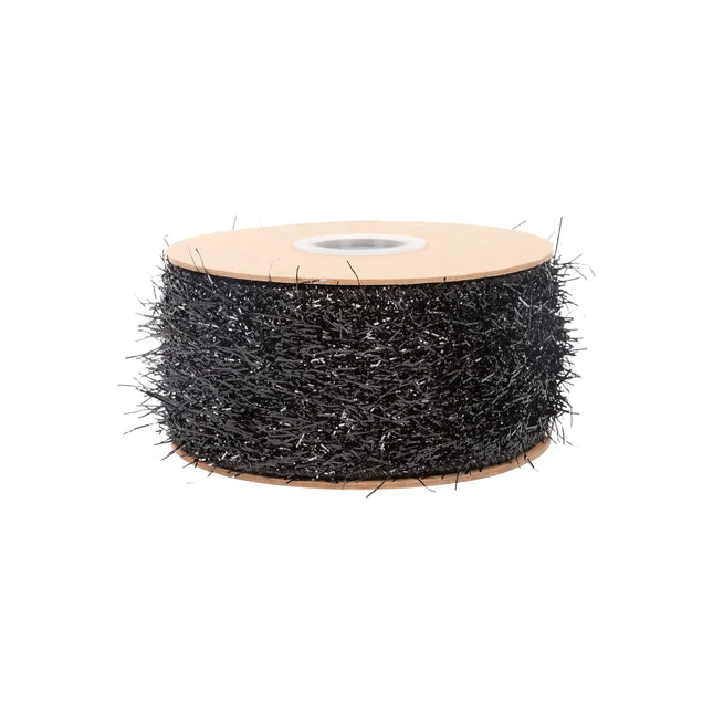Textured black sparkly fur wired ribbon,with shiny metallic strands for craft accents