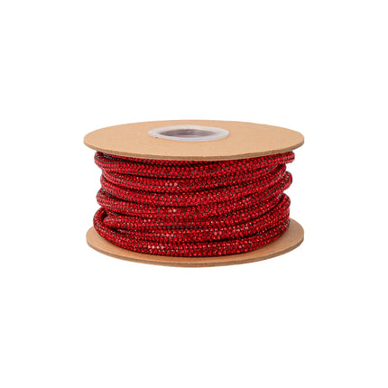 Red diamond cording chain covered with sparkling red rhinestones for DIY jewelry and decorative crafts