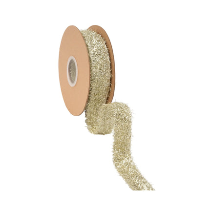 1.3" luxury gold tinsel wired ribbon, wired edge for shaping wreaths, gift wraps and seasonal arrangements