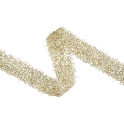 Festive fuzzy wired ribbon featuring bright gold tinsel strands for Christmas projects