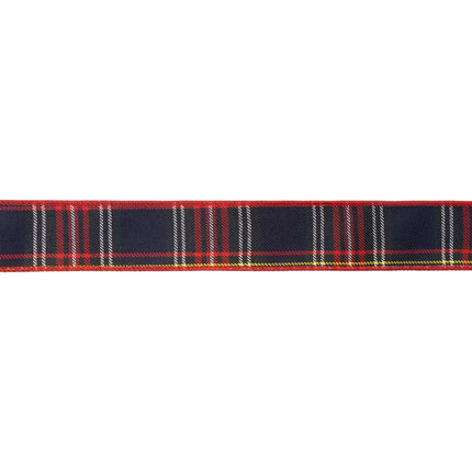 1.5‑inch wired ribbon with classic red‑blue plaid design, ideal for farmhouse‑style home decor 