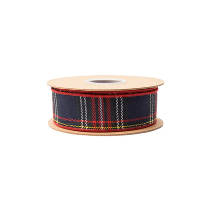 1 1/2" festive plaid wired ribbon, wired edge for shaping wreaths, gift wraps and seasonal arrangements