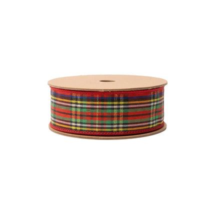 1 1/2" holiday plaid wired ribbon, wired edge for shaping wreaths, gift wraps 