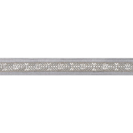 Sophisticated decorative wired ribbon, delicate silver beadwork construction with sleek silver backing