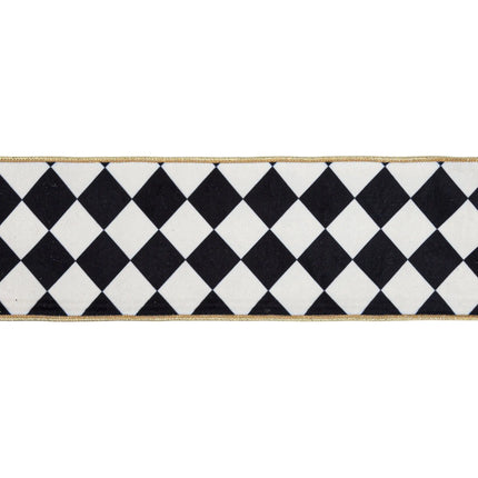 Retro diamond check wired velvet ribbon with gold backing perfect for vintage party decor 