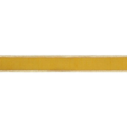 Luxury wired craft ribbon, dark yellow gold dupioni material paired with polished metallic backing