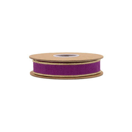 Luxe wired dupioni ribbon featuring deep purple hue and glossy metallic backing for DIY craft projects