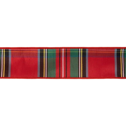 wired dupioni ribbon with timeless Christmas plaid design for farmhouse‑style holiday styling