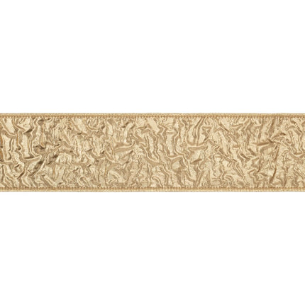 Glam craft wired ribbon, crinkled gold metallic dupioni material finished with durable metallic backing