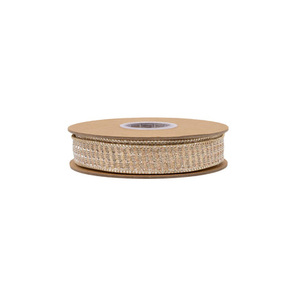 Eye‑catching festive wired ribbon featuring luminous gold sparkle finish and soft champagne metallic backing accents