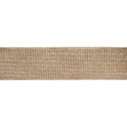Glam craft wired ribbon, refined gold sparkle woven material finished with premium champagne metallic backing