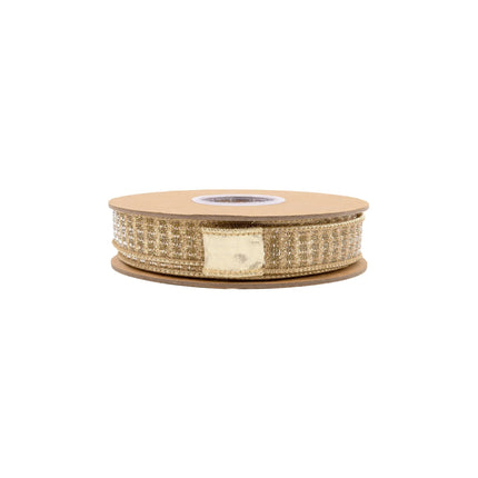 1" wired ribbon, textured gold sparkle fabric paired with smooth gold metallic backing for DIY crafts