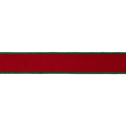 Red-green Christmas themed wired velvet ribbon ideal for winter party decor