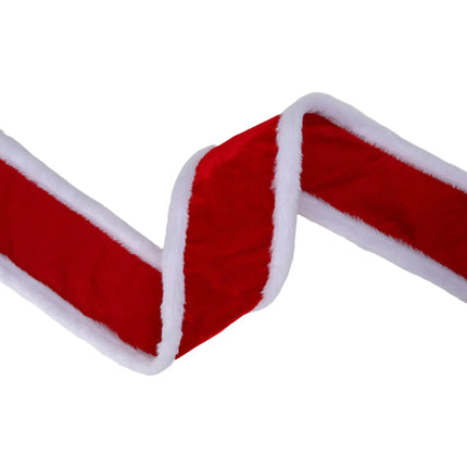 4-inch wide premium red fur-trimmed velvet ribbon for vintage holiday gift wrapping 