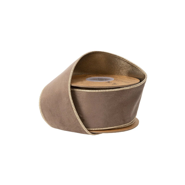 2 1/2" wired velvet ribbon, plush brown velvet fabric with shimmering gold metallic backing for decor