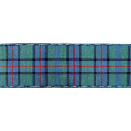 Vibrant tartan dupioni ribbon, 4-inch wired with fused dupioni backing, great for home accents.