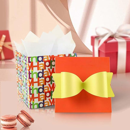LaRibbons Gift Boxes with Lids 9x9x9 Inches Gift Box for Presents, Birthdays, Mother's Day, Weddings, Baby Showers, Bridesmaids Gifts, Any Occasion - Happy Birthday Text LaRibbons and Crafts