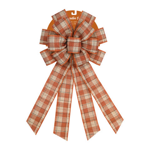2-1/2" Wired-Edge Faux Linen 10x20 Bow | Plaid