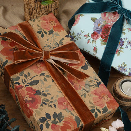 30" x 10' Wrapping Paper Bundle (4-Pack) | Floral Rose Gold Multi LaRibbons and Crafts