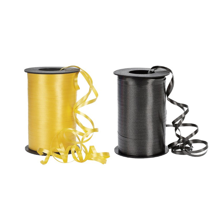 3/16" Crimped Curling Ribbon Bundle | Maize/Black | 2 - 500 Yard Spools