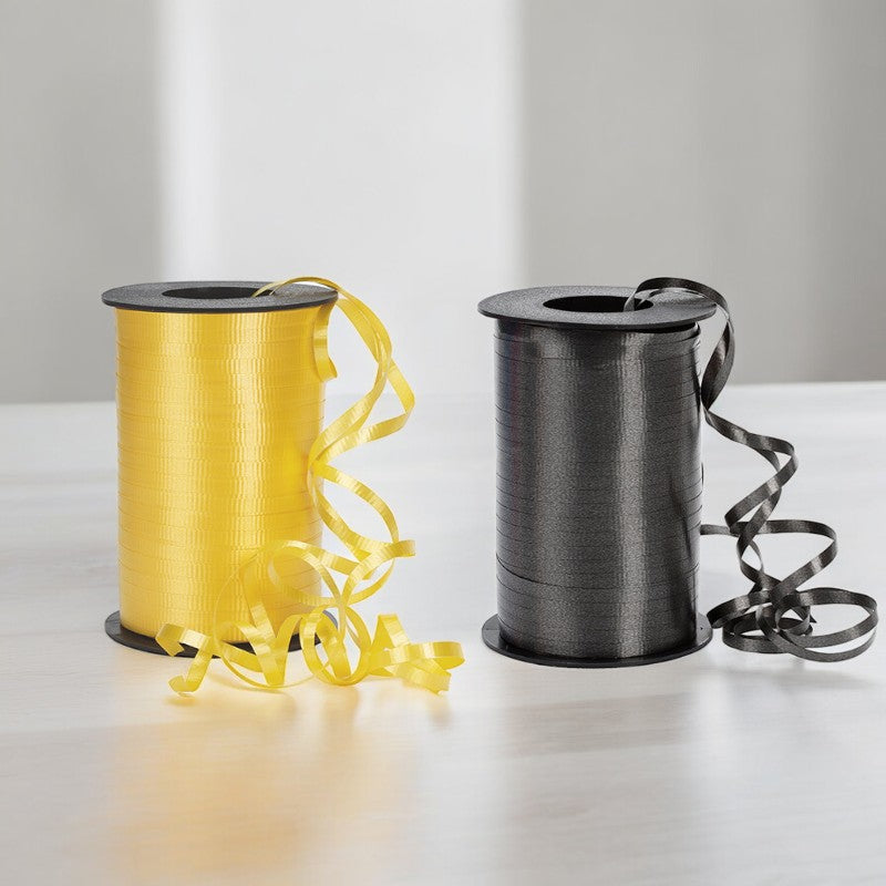 3/16" Crimped Curling Ribbon Bundle | Maize/Black | 2 - 500 Yard Spools