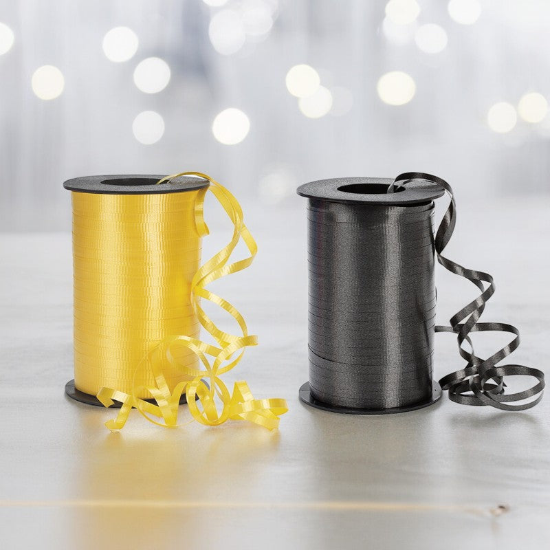 3/16" Crimped Curling Ribbon Bundle | Maize/Black | 2 - 500 Yard Spools