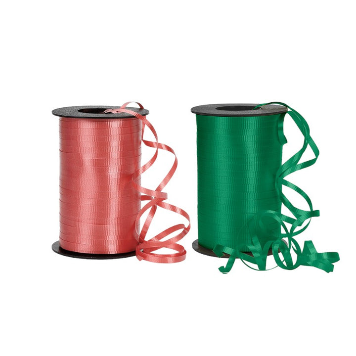 3/16" Crimped Curling Ribbon Bundle | Red/Emerald | 2 - 500 Yard Spools